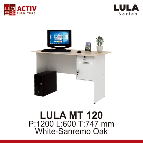 MEJA TULIS- LULA MT 120 WHITE-SANREMO OAK